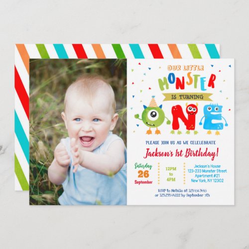 Little Monster First Birthday Party Invitations