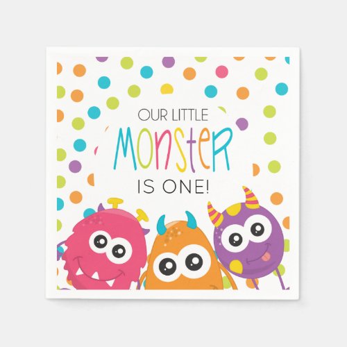 Little Monster First Birthday Party Napkins