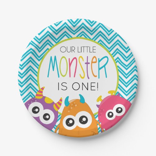 Little Monster First Birthday Party Plates