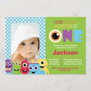 Little Monster First Birthday Photo Invitation