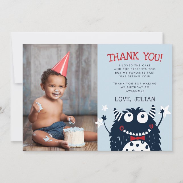 Little Monster | Flat Thank You Photo Card (Front)