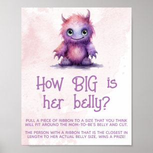 Little Monster Girl Baby Shower Big Belly Sign