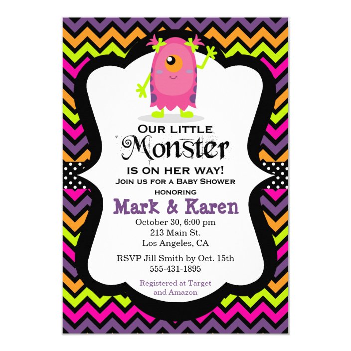 little monster baby shower invitations