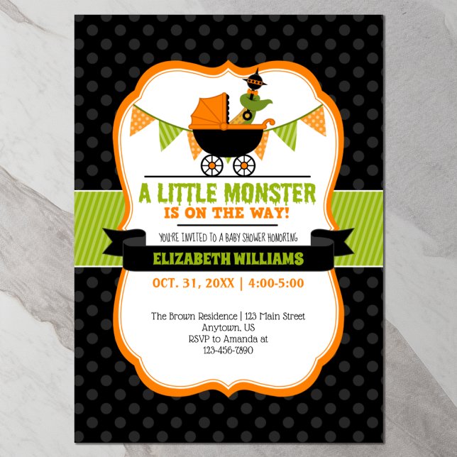 Little Monster Halloween Baby Shower Invitation (Front)