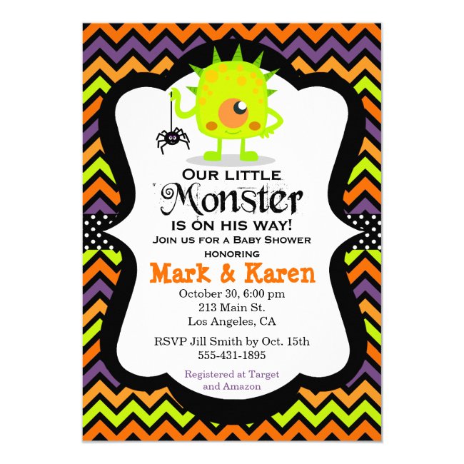 Little Monster Halloween Baby Shower Invitation