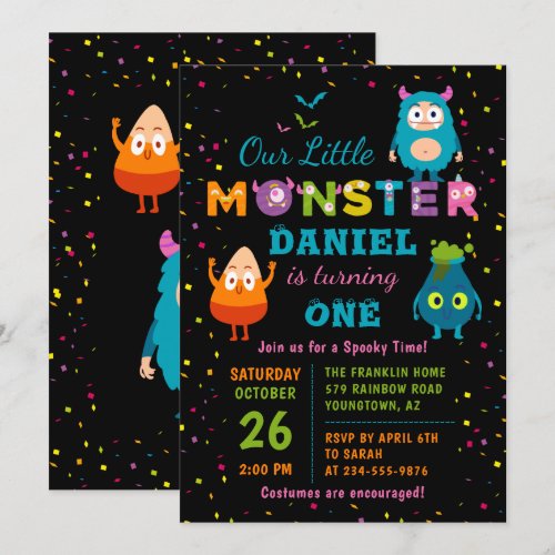 Little Monster Halloween Costume Birthday Party Invitation
