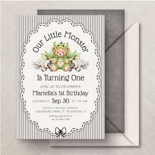 Little Monster Halloween First 1st Birthday Invitation