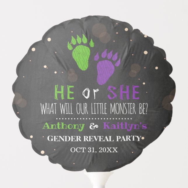 Little Monster Halloween Gender Reveal Party Balloon (Front)