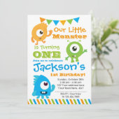 Little Monster Invitation, 1st birthday party Invitation (Standing Front)