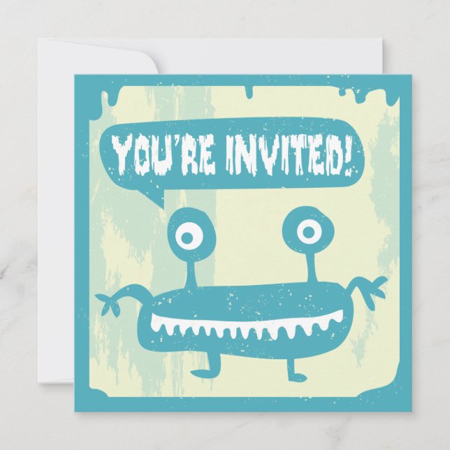 Little Monster Invitation - BLUE (Front)