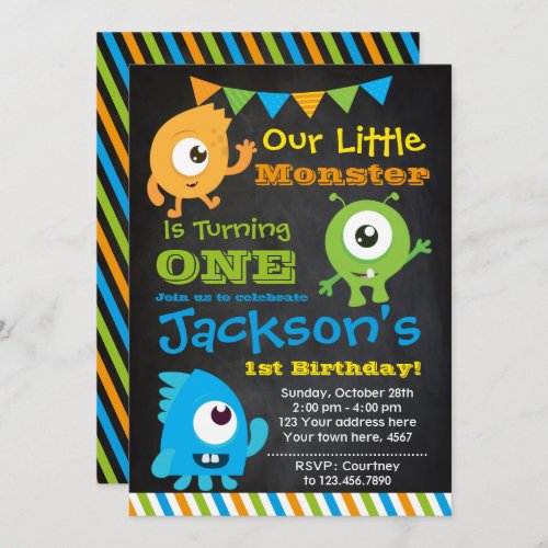 Little Monster Invitation Chalkboard Invitation