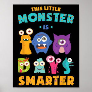 Little Monster Is 100 Days Smarter School Kids Lea Poster