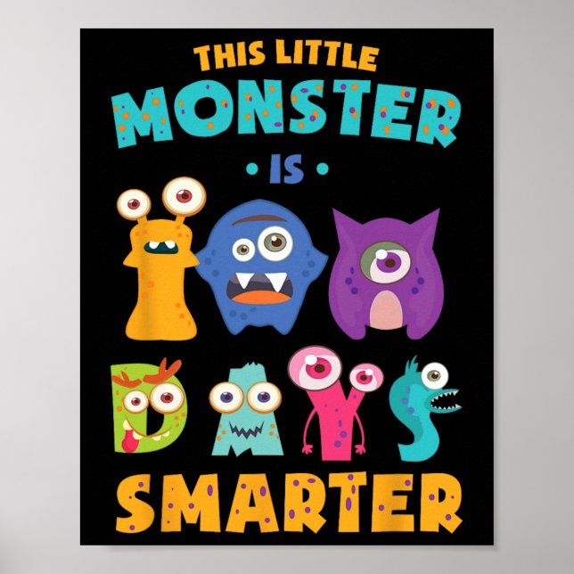 Little Monster Is 100 Days Smarter School Kids Lea Poster (Front)