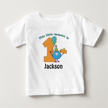 Little Monster Kids 1st Birthday Personalized Baby T-shirt by WhimsicalPrintStudio at Zazzle