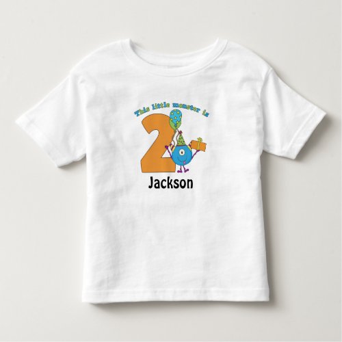 Little Monster Kids 2nd Birthday Personalized Toddler T_shirt