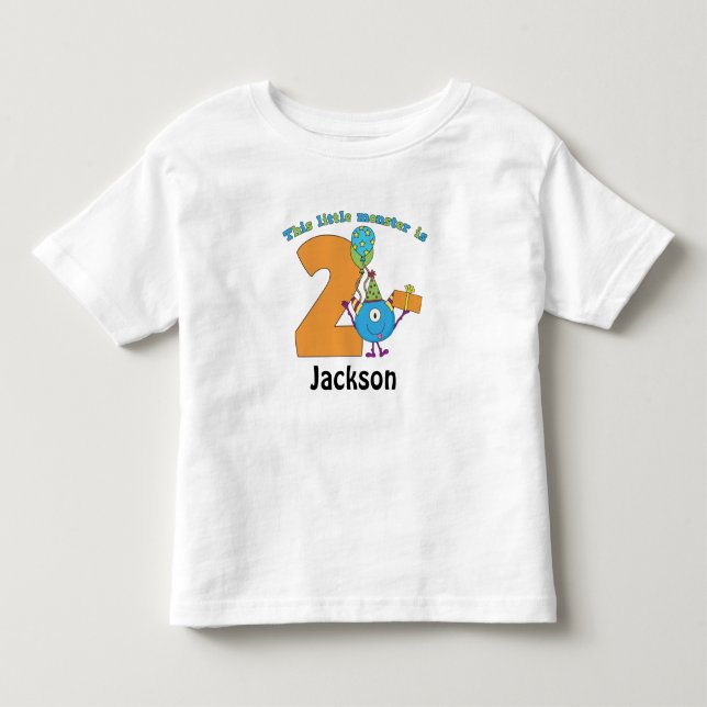 Little Monster Kids 2nd Birthday Personalized Toddler T-shirt (Front)