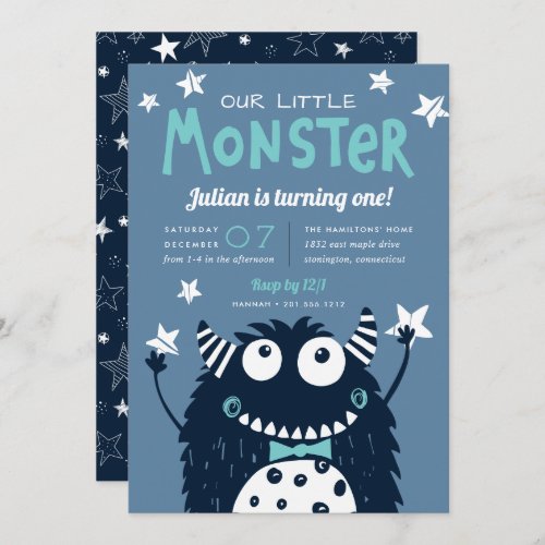 Little Monster Kids Birthday Party Invitation