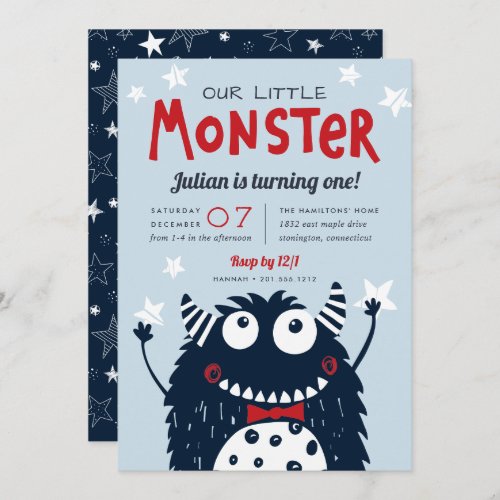 Little Monster Kids Birthday Party Invitation