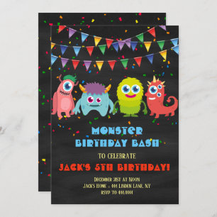 Little Monster Kids Birthday Party Invitation