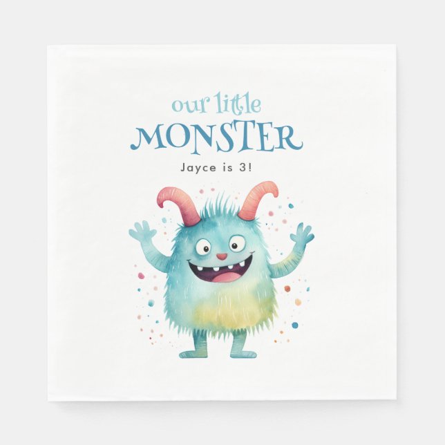 Little Monster Kids Birthday Party Napkins (Front)
