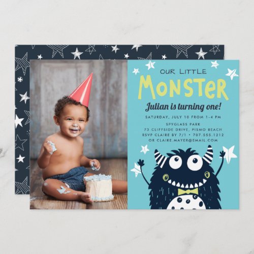 Little Monster Kids Birthday Party Photo Invitation