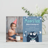 Little Monster Kids Birthday Party Photo Invitation (Standing Front)