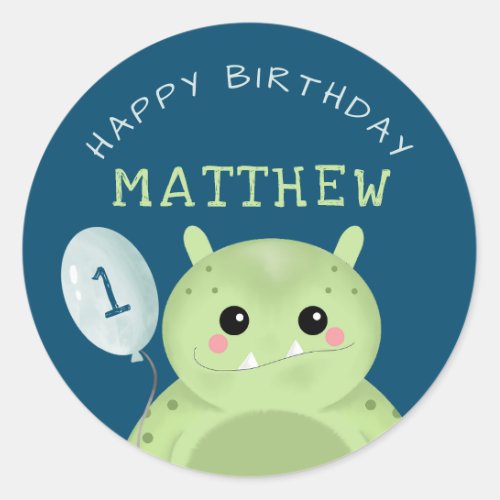 Little Monster Kids Happy Birthday Sticker