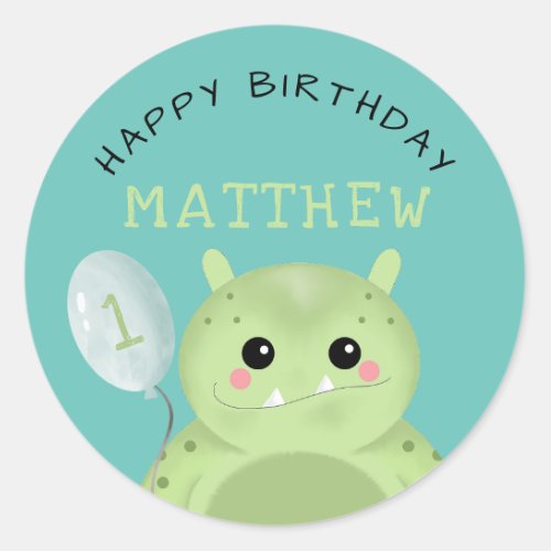 Little Monster Kids Happy Birthday Sticker