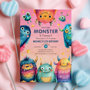 Little Monster Mash Whimsical Kids Birthday Party Invitation