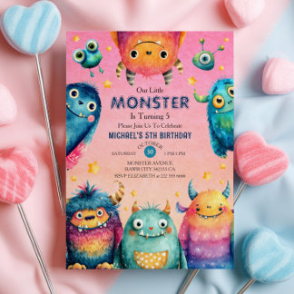 Little Monster Mash Whimsical Kids Birthday Party Invitation