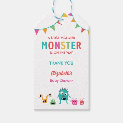 Little Monster on the way Baby Shower Halloween  Gift Tags
