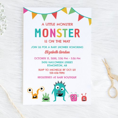 Little Monster on the way Baby Shower Halloween  Invitation