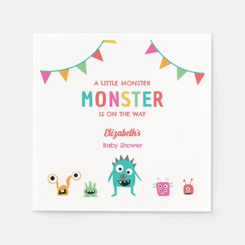 Little Monster on the way Baby Shower Halloween  Napkins