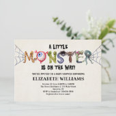 Little Monster On The Way Halloween Baby Shower Invitation (Standing Front)