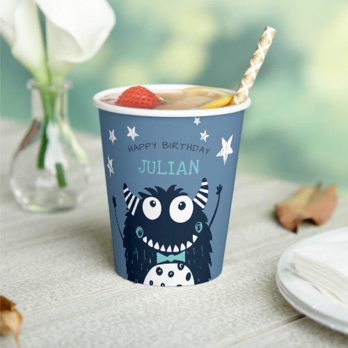 Little Monster Personalized Kids Birthday Party Paper Cups