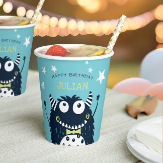 Little Monster Personalized Kids Birthday Party Paper Cups