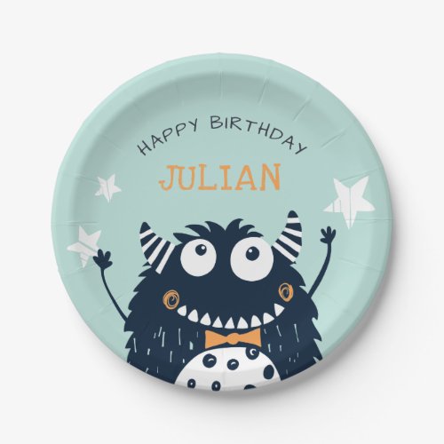 Little Monster  Personalized Kids Birthday Party Paper Plates