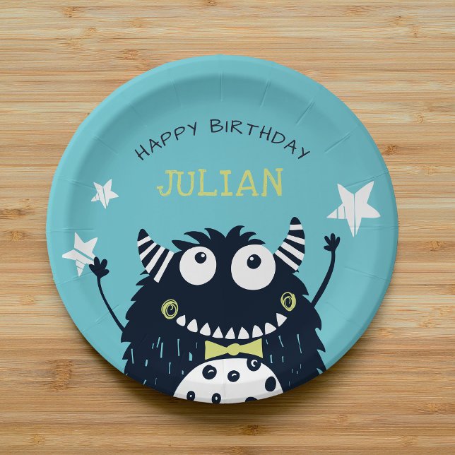 Little Monster | Personalized Kids Birthday Party Paper Plates (Creator Uploaded)
