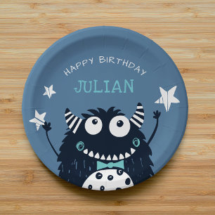 Little Monster Personalized Kids Birthday Party Paper Plates