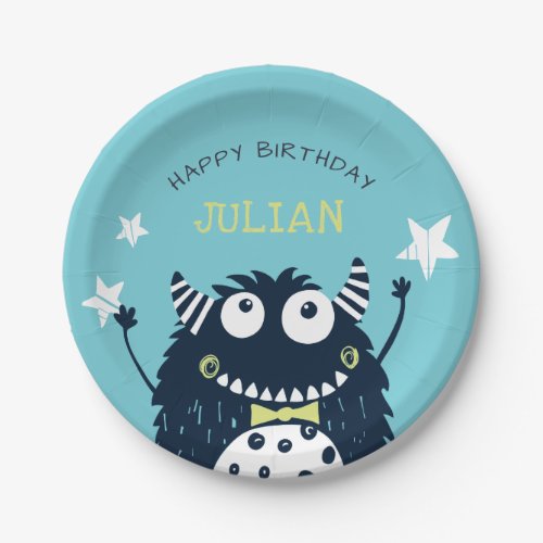 Little Monster  Personalized Kids Birthday Party Paper Plates