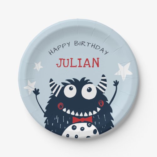 Little Monster  Personalized Kids Birthday Party Paper Plates