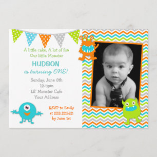 Little Monster Photo Birthday Invitations