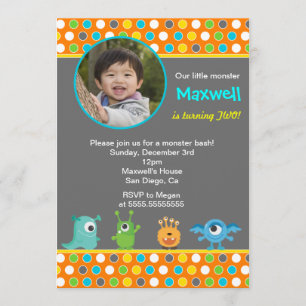 Little Monster Photo Birthday Party Invitations
