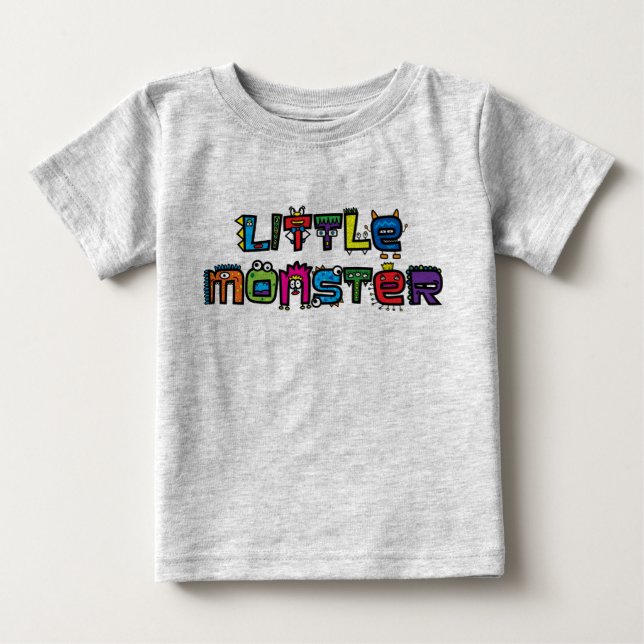 Little Monster -Text Doodles (Bright) Baby T-Shirt (Front)