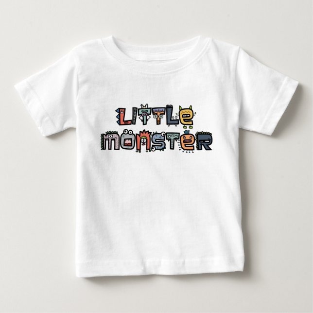 Little Monster -Text Doodles (Pastel) Baby T-Shirt (Front)