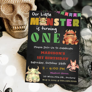  Little Monster Themed 1st Birthday Party  Invitation