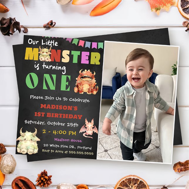  Little Monster Themed 1st Birthday Party  Invitation (Creator Uploaded)