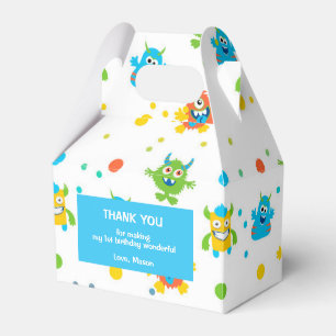 Little monster themed birthday favor boxes