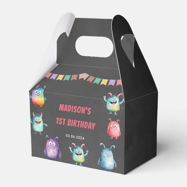 Little Monster Themed Birthday Party Favor Boxes  (Front Side)