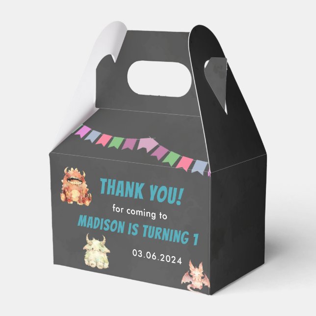 Little Monster Themed Birthday Party  Favor Boxes (Front Side)